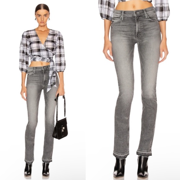 MOTHER The Rascal Slit Undone Hem in Tag You're It Size 24 Grey Slim Bootcut - Picture 4 of 17